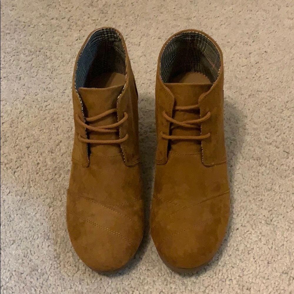 Brown suede booties